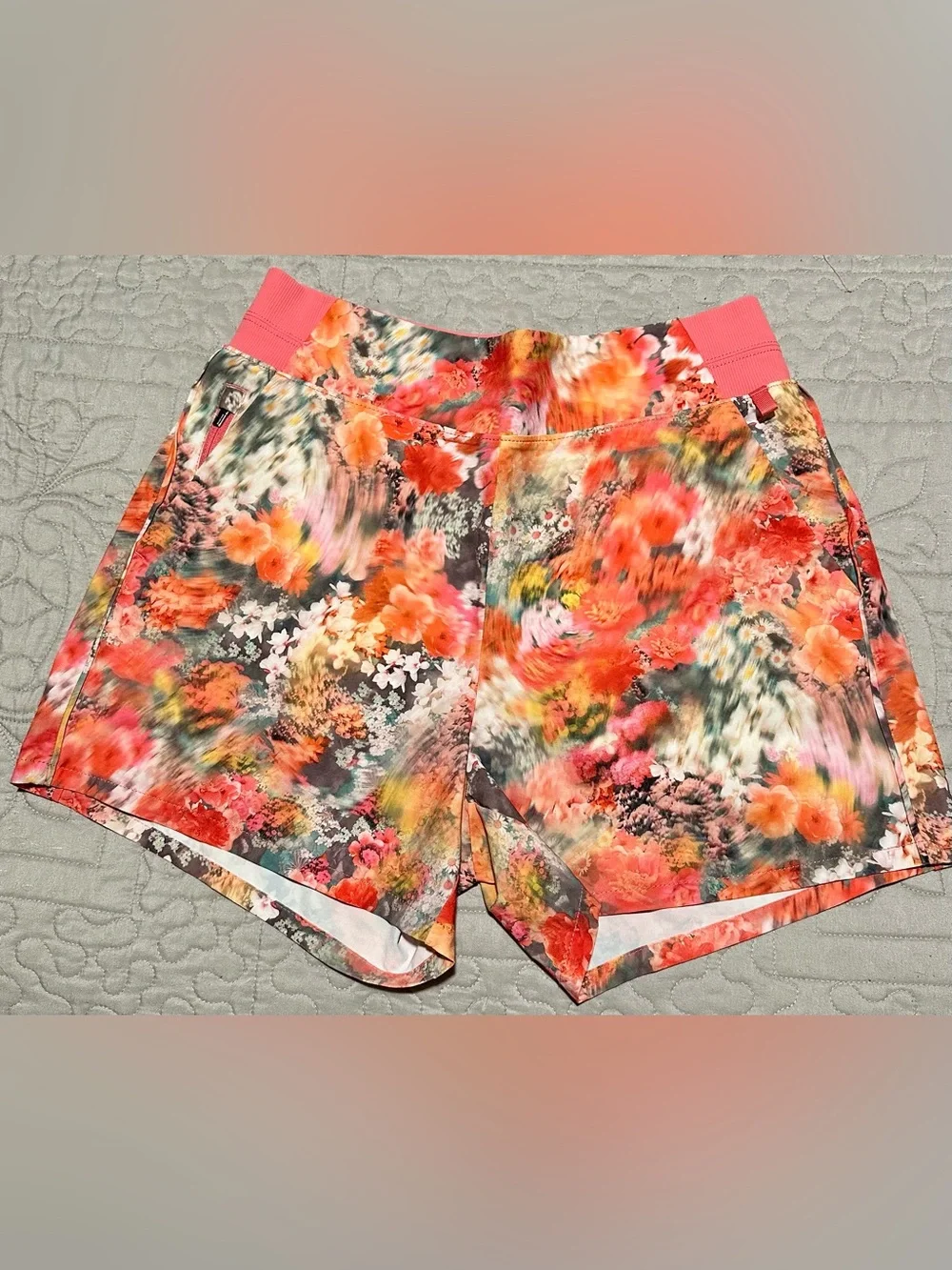 Athleta Coral Pink Floral Performance Shorts